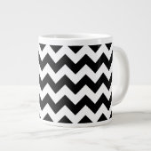 Zwart-wit zigzag patroon, Chevron Pattern Grote Koffiekop (Voorkant rechts)