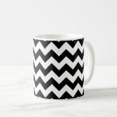 Zwart-wit zigzag patroon, Chevron Pattern Koffiemok (Voorkant rechts)