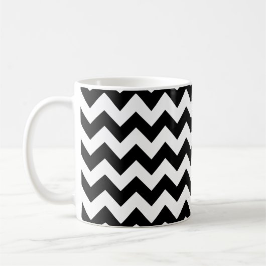 Zwart-wit zigzag patroon, Chevron Pattern Koffiemok (Links)