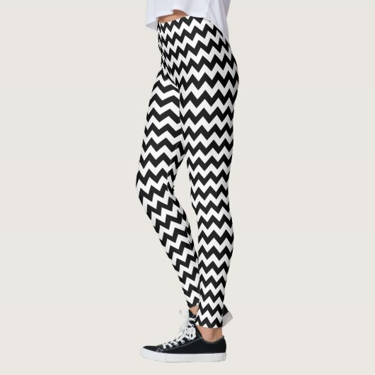 Zwart-wit zigzag patroon, Chevron Pattern Leggings (Links)