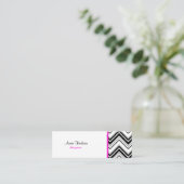 Zwart-wit zigzag patroon, Chevron Pattern Mini Visitekaartje (Staand voorkant)