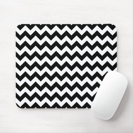 Zwart-wit zigzag patroon, Chevron Pattern Muismat (Met muis)