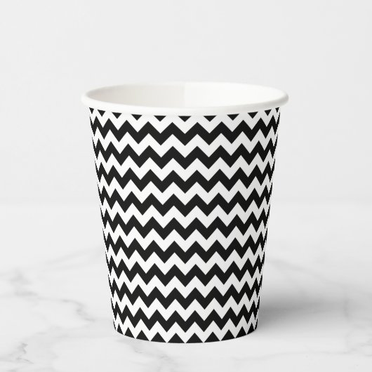 Zwart-wit zigzag patroon, Chevron Pattern Papieren Bekers (Links)