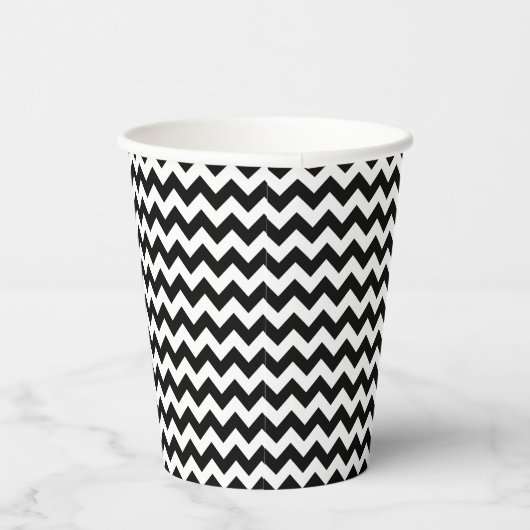 Zwart-wit zigzag patroon, Chevron Pattern Papieren Bekers (Rechts)