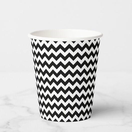 Zwart-wit zigzag patroon, Chevron Pattern Papieren Bekers (Voorkant)