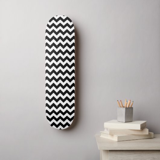 Zwart-wit zigzag patroon, Chevron Pattern Persoonlijk Skateboard (Muurkunst)