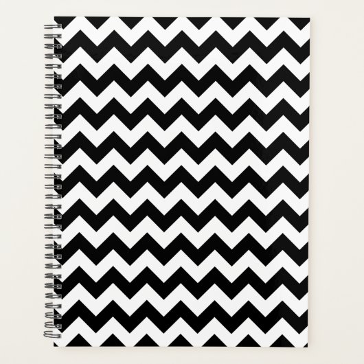 Zwart-wit zigzag patroon, Chevron Pattern Planner (Voorkant)