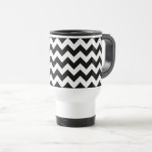 Zwart-wit zigzag patroon, Chevron Pattern Reisbeker (Voorkant rechts)