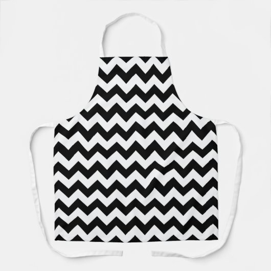Zwart-wit zigzag patroon, Chevron Pattern Schort (Voorkant)