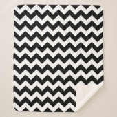 Zwart-wit zigzag patroon, Chevron Pattern Sherpa Deken (Voorkant)