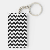 Zwart-wit zigzag patroon, Chevron Pattern Sleutelhanger (achterkant)