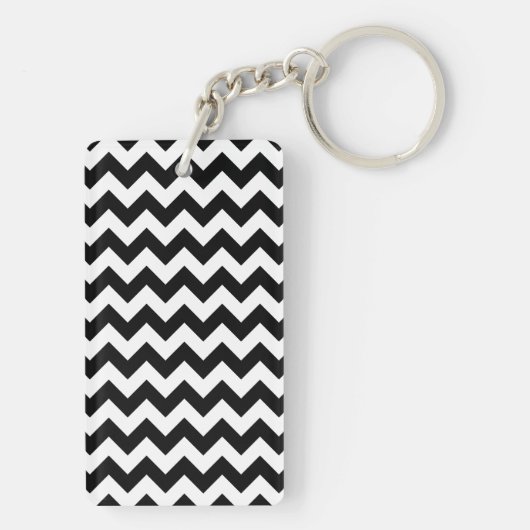 Zwart-wit zigzag patroon, Chevron Pattern Sleutelhanger (achterkant)