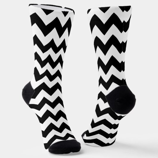 Zwart-wit zigzag patroon, Chevron Pattern Sokken (Gebogen)