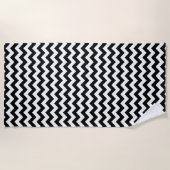 Zwart-wit zigzag patroon, Chevron Pattern Strandlaken (Voorkant)
