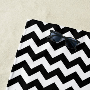 Zwart-wit zigzag patroon, Chevron Pattern Strandlaken