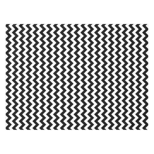Zwart-wit zigzag patroon, Chevron Pattern Tafelkleed (Voorkant (Horizontaal))