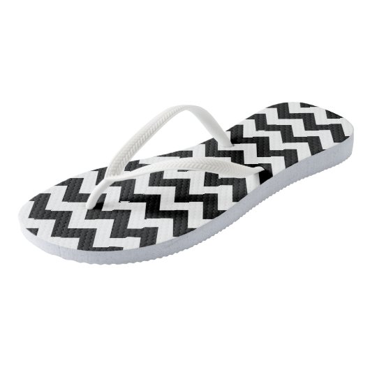 Zwart-wit zigzag patroon, Chevron Pattern Teenslippers (Schuin)