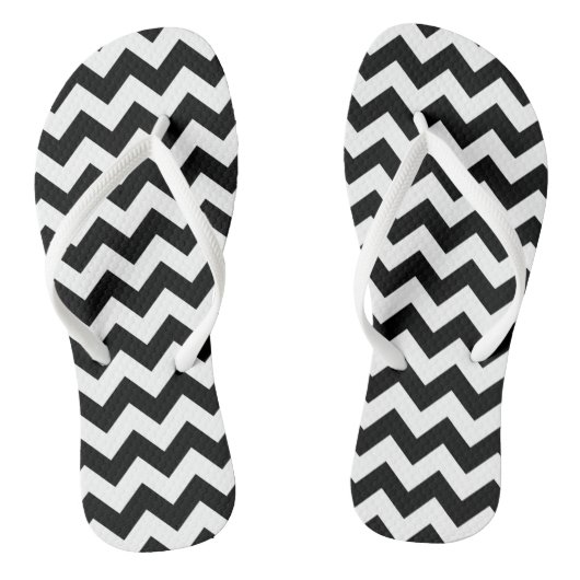 Zwart-wit zigzag patroon, Chevron Pattern Teenslippers (Voetbed)