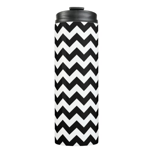 Zwart-wit zigzag patroon, Chevron Pattern Thermosbeker (Voorkant)