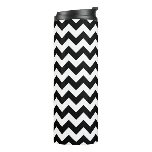 Zwart-wit zigzag patroon, Chevron Pattern Thermosbeker (Gedraaid links)