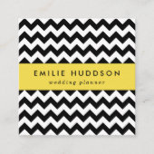 Zwart-wit zigzag patroon, Chevron Pattern Vierkante Visitekaartje (Voorkant)