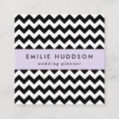 Zwart-wit zigzag patroon, Chevron Pattern Vierkante Visitekaartje (Voorkant)