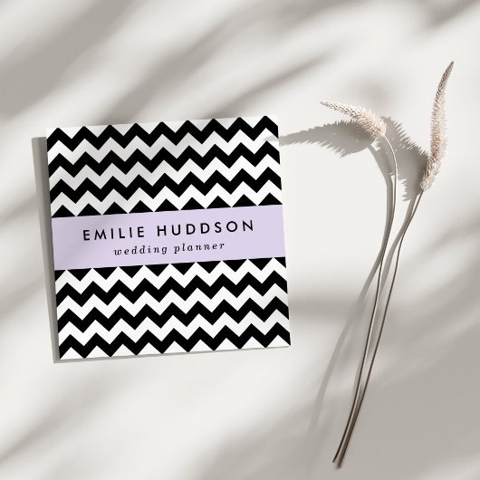 Zwart-wit zigzag patroon, Chevron Pattern Vierkante Visitekaartje