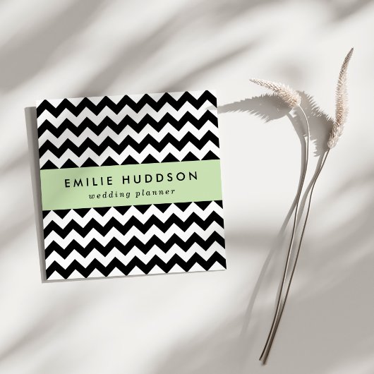 Zwart-wit zigzag patroon, Chevron Pattern Vierkante Visitekaartje
