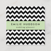 Zwart-wit zigzag patroon, Chevron Pattern Vierkante Visitekaartje (Voorkant)