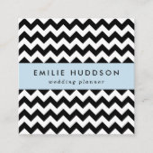 Zwart-wit zigzag patroon, Chevron Pattern Vierkante Visitekaartje (Voorkant)