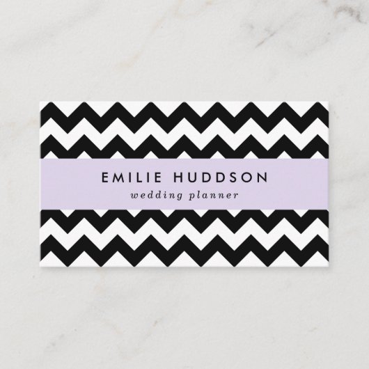 Zwart-wit zigzag patroon, Chevron Pattern Visitekaartje (Voorkant)