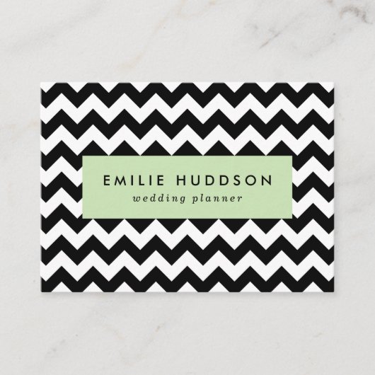 Zwart-wit zigzag patroon, Chevron Pattern Visitekaartje (Voorkant)
