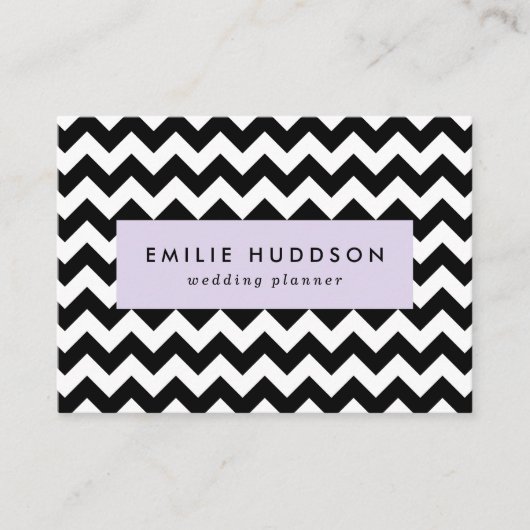Zwart-wit zigzag patroon, Chevron Pattern Visitekaartje (Voorkant)