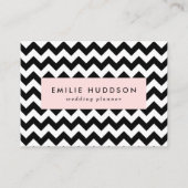 Zwart-wit zigzag patroon, Chevron Pattern Visitekaartje (Voorkant)