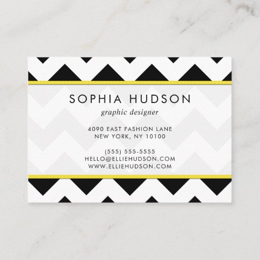 Zwart-wit zigzag patroon, Chevron Pattern Visitekaartje (Achterkant)