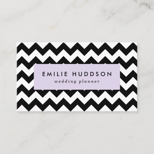 Zwart-wit zigzag patroon, Chevron Pattern Visitekaartje (Voorkant)
