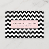 Zwart-wit zigzag patroon, Chevron Pattern Visitekaartje (Voorkant)