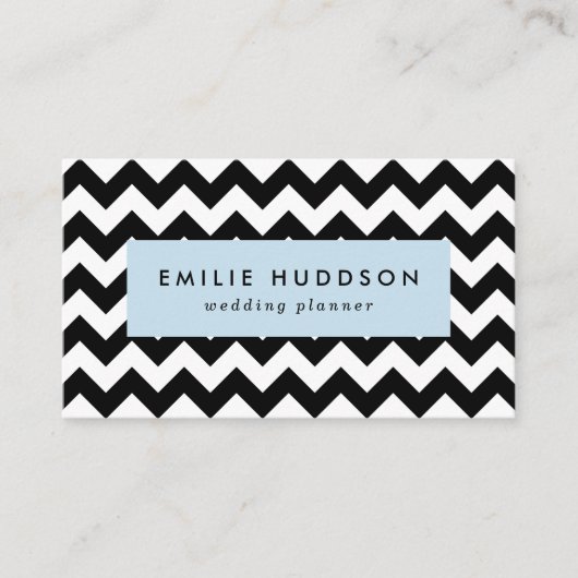 Zwart-wit zigzag patroon, Chevron Pattern Visitekaartje (Voorkant)