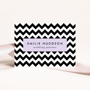 Zwart-wit zigzag patroon, Chevron Pattern Visitekaartje
