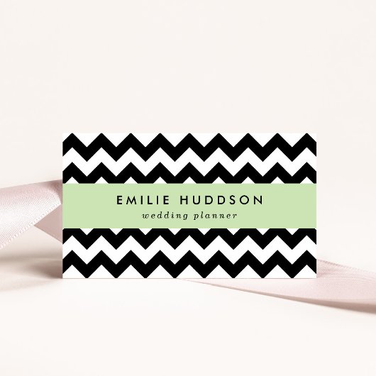 Zwart-wit zigzag patroon, Chevron Pattern Visitekaartje