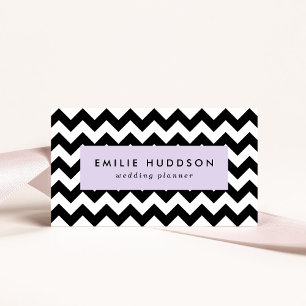 Zwart-wit zigzag patroon, Chevron Pattern Visitekaartje