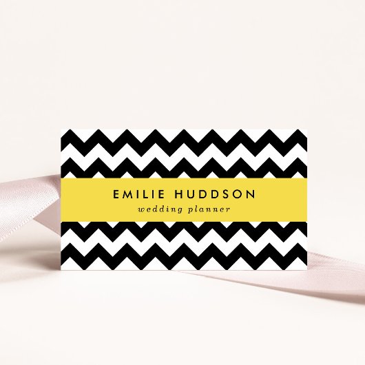 Zwart-wit zigzag patroon, Chevron Pattern Visitekaartje