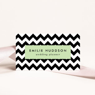 Zwart-wit zigzag patroon, Chevron Pattern Visitekaartje