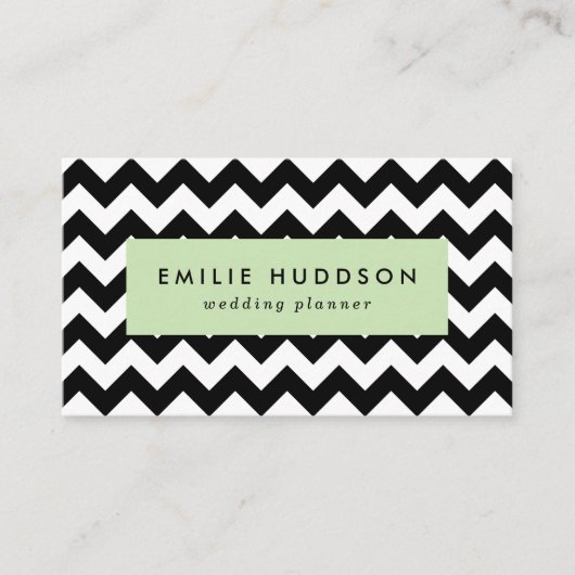 Zwart-wit zigzag patroon, Chevron Pattern Visitekaartje (Voorkant)