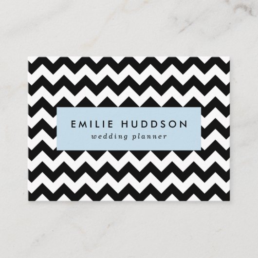 Zwart-wit zigzag patroon, Chevron Pattern Visitekaartje (Voorkant)