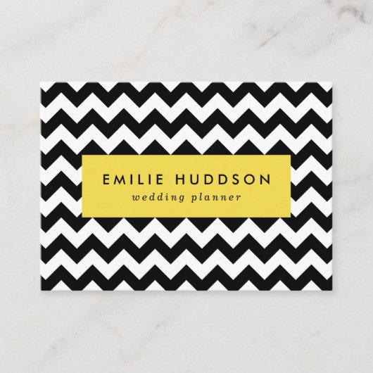 Zwart-wit zigzag patroon, Chevron Pattern Visitekaartje (Voorkant)