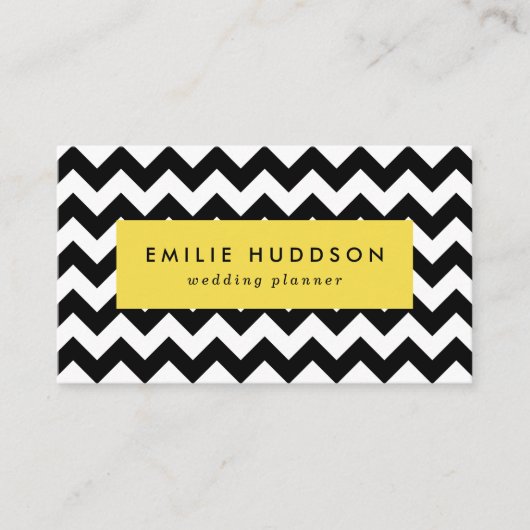 Zwart-wit zigzag patroon, Chevron Pattern Visitekaartje (Voorkant)