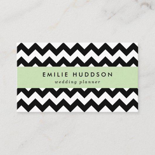 Zwart-wit zigzag patroon, Chevron Pattern Visitekaartje (Voorkant)