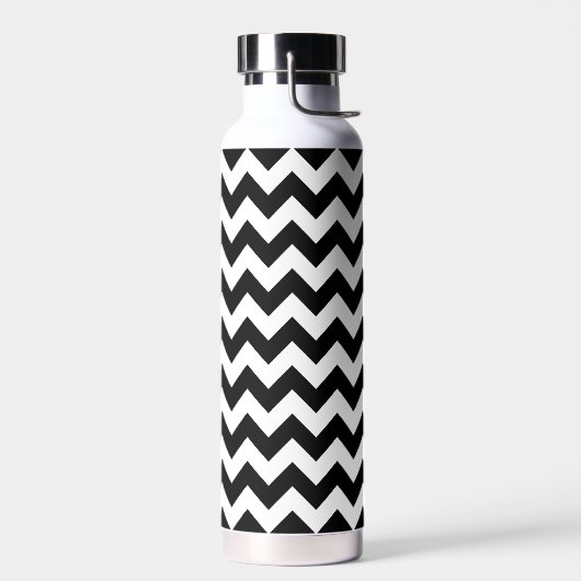 Zwart-wit zigzag patroon, Chevron Pattern Waterfles (Links)