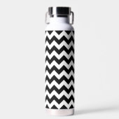 Zwart-wit zigzag patroon, Chevron Pattern Waterfles (Voorkant)